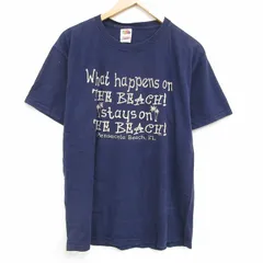 L/古着 フルーツオブザルーム 半袖 ビンテージ Tシャツ メンズ 00s メッセージ コットン クルーネック 紺 ネイビー 25sep19 中古