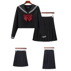 黒色 長袖 JK制服 セーラー服 学生服 コスプレ衣装【6199】