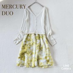 MERCURY DUO マーキュリーデュオ　ひざ丈ワンピース　リブニット　花柄　総柄　Aライン
