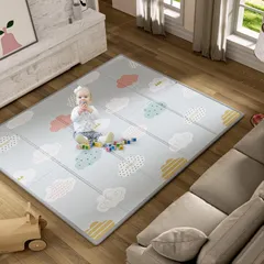赤ちゃん 収納しやすい マット 折りたたみ ベビーマット 180x200x1.5cm 防水 滑り止め UANLAUOプレイマット 両面使用可 ベビープレイマット
