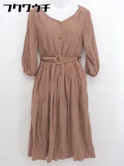 ◇ ◎ natural couture NICE CLAUP 長袖 膝下丈 ワンピース サイズF ブラウン レディース  【中古】 【1107210001991】
