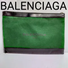 【USED中古品】 BALENCIAGA バレンシアガ クラッチバッグ 373840 ブラック×グリーン キャンバス×レザー セカンドバッグ BALENCIAGALOGO バレンシアガロゴ  正規品 フォロー割