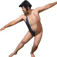 sac taske アメリカ国旗 水着 星条旗 V字 レオタード ハロウィン 衣装 コスチューム （L）