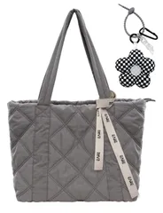 旅行 通学 出張 通勤 ショルダーバッグ シンプル ナイロンマザーズバッグ おしゃれ ふわふわ 大容量 軽量 可愛い ファスナー付き 男女兼用 レディース トートバッグ キルティング [boshiho]