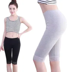 レディースレギンス５分丈3分丈夏薄手大きサイズインナーパンツウエストゴムハイウエストコットンレース付き下着ペチパンツ肌着 安全パンツ短パンショ-トパンツ部屋着 ボクサーパンツショーツコットン#luyy624