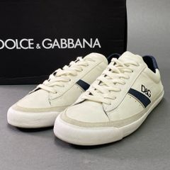 5e10 《美品》　DOLCE&GABBANA ドルチェアンドガッバーナ D&G ドルガバ 刺繍ロゴ ローカットスニーカー 9 ホワイト レザー シューズ イタリア製 箱付き