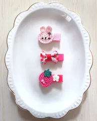 ハンドメイド ベビーヘアクリップ 3個セット