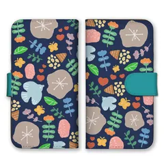 iPhone15ProMax ケース 手帳型 iPhone15 プロマックス スマホケース 携帯ケース 北欧柄 鳥 バード 花柄 お花 フラワー 可愛い 大人女子 ネイビーブルー 紺色 おしゃれ カラー08