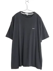 【お得なクーポン配布中!】 00s ナイキ スウッシュ 刺繍 半袖 Tシャツ メンズ XXL オールド ヘビーウェイト コットン ワンポイント カットソー 大きいサイズ ブラック