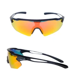 [FUJIKAZE] スポーツサングラス CTW-01 全面REVOレンズ UVカット 交換スペアレンズ付き TR90超軽量 Sports Sunglass 収納ケース付き スキー 登山 ロードバイク ランニング アウトドア【箱破損訳あり品】