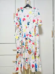 フラワー パターン ロング ワンピース フリル 装飾