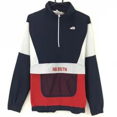 【新品】ニューバランスゴルフ ジャケットブルゾン ネイビー×白×レッド ハーフジップ凹凸生地 レディース 2(L) ゴルフウェア New Balance
