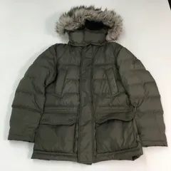■ UNIQLO ユニクロ ダウンジャケット カーキ サイズ S メンズ ダウンコート アウター 上着 冬 フード ファー 防寒 紳士 1kg