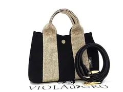 ■新品■未使用■ VIOLAd'ORO ヴィオラドーロ スエード 2WAY ハンドバッグ ショルダー ブラック系×ゴールド系 BJ3020