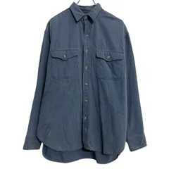 Eddie Bauer 長袖 無地シャツ L～ ブルー エディーバウアー ボタン 胸ポケット カジュアルシャツ シンプル 古着卸 アメリカ仕入 a702-5754のサムネイル