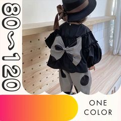 【送料無料】水玉バックリボンブラウス 女の子 ベビー キッズ 80 90 100 110 120 長袖 秋 冬 上着 カットソー 喪服 黒 冠婚葬祭 葬式 法事 礼服 ブラック