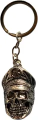 notomowarriors スカルキーホルダー バイカーベル付 アンティーク調メタル製 ゴシックスタイル(アンティークシルバー)