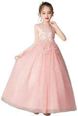 【在庫セール】刺繍 パーティー 入園式 卒業式 結婚式 ロングドレス 120-170 フォーマル 女の子 発表会 3-13歳に適合 ピアノ 子供ドレス [Ｋａｙｉｙａｓｕ]