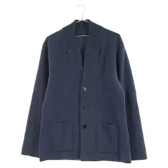 LARDINI (ラルディーニ) ノーカラー ウール カーディガン ジャケット ネイビーのサムネイル