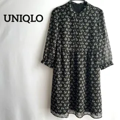 UNIQLOユニクロワンピース総柄花柄長袖L上品高級感