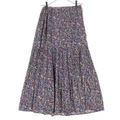 美品 NICE CLAUP ナイスクラップ ミモレ丈 ウエストゴム プリーツ フレアスカート F ピンク系 レディース 古着