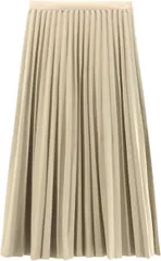 Dep Club リピ必至 プリーツスカート ロング 体型カバー ゆったり レディース ロングスカート ウェストゴム 厚手 かわいい aライン 上品(アプリコット,  Free Size)