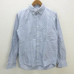 s■ユナイテッドアローズ/GLR ドット柄 総柄 長袖BDシャツ【L】水色系/MENS/106【中古】