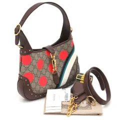 【 中古 美品 】GUCCI グッチ ジャッキー 1961 スモール ショルダーバッグ 678843 GGスプリーム ベージュ ブラウン ゴールド金具 レディース 水玉 ストライプ GG 3way レザー