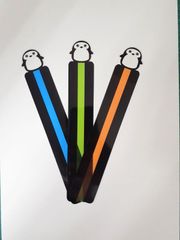 リーディングトラッカー　ペンギン　青・黄緑・橙　3枚　セットのサムネイル
