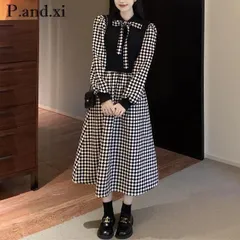 ワンピース チェック柄ワンピース リボン ドッキングワンピース ミニ丈ワンピース Aラインワンピース チェック