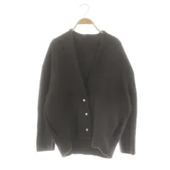 アプワイザーリッシェ Apuweiser-riche 22AW パール付FOX混ニットショートコート ノーカラー 2 チャコールグレー /MI ■OS