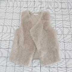 ◇ ⊇ me+em select ミームセレクト ボア ベスト サイズF ライトベージュ系 レディース E  【1508060002730】