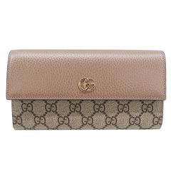 グッチ GUCCI 財布 レディース ブランド 長財布  GGスプリームキャンバス ダブルG バイカラー コンチネンタルウォレット ダスティピンク 456116 フラップ式 大きめ おしゃれ 大人 【中古】
