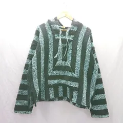 ◇ ⊇ VEL MEX ボーダー柄 長袖 パーカー サイズXL ブラック ライトブルー メンズ E  【1503060044544】