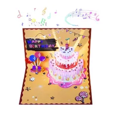 【数量限定】グリーティングカード 誕生日メロディ付き 光り 封筒 音楽とライト付き バースデーカード 音楽付きカード 誕生日 メッセージ 祝福 手作りの贈り物 ラッピング用品 (M-001)