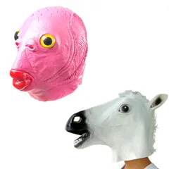[UTST] 馬 被り物 魚人 マスク おもしろマスク アニマルマスク ウマ お面 変装 仮面 コスプレマスク (白馬＋ピンク魚) [白馬＋ピンク魚]