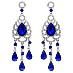 ラスト1点限り [90mm〜] 映画提供モデル Exotic Night Party ロングピアス（サファイアブルー）ゴージャス エスニック ベリーダンス フラメンコ 映画 劇団 クラブ パーティ AN-020-BL