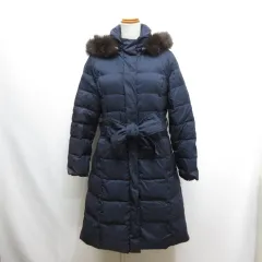 プロポーション ボディドレッシング PROPORTION BODY DRESSING フーデッド ダウン コート 3 ネイビー リボン付き フォックスファー取外し可 裏地付き