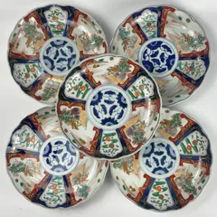 骨董アンティーク古伊万里輸出伊万里藤文様藤棚金襴手色絵丸皿皿