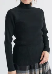 【秋冬クリアランスセール！再入荷　送料無料！】レディス　１２ｇｇリブニット　ラグラン袖　ボトルネック＆セーター＜ブラック（黒）：Ｍ／Ｌ　２サイズ展開＞ 【5374】【ハイネック】【タートル】【無地セーター】【洗濯機にて洗えるセーター】