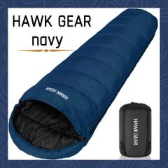 【ネイビー】HAWKGEAR おまけ付き ホークギア 寝袋 シュラフ マミー型 キャンプ