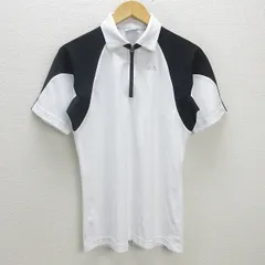 C■アディダス/ADIDAS 胸ロゴ 半袖ポロシャツ ゴルフウェア【M】白黒/MENS/11【中古】■