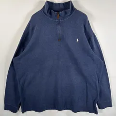 古着 90's/90年代 ポロバイラルフローレン Polo by Ralph Lauren コットンニット 大きいサイズ ハーフジップ 2XB BIG  ネイビー メンズ