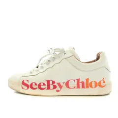 シーバイクロエ SEE BY CHLOE ロゴスニーカー シューズ レザー 保存袋付き 39 26.0cm 白 ホワイト 赤 レッド /YTのサムネイル