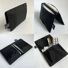 かさばらない 目立たない 出先で重宝！定番人気！薄型 コンパクト 二つ折り サニタリーポーチ サニタリーケース ナプキン入れ フラットポーチ ミニポーチ 小物入れ 撥水 ナイロン ブラック 黒 オリジナル ハンドメイド 旅行 フォーマル 冠婚葬祭 プレゼント