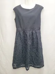 ◇ ⊂ any SiS エニィスィス レース 花柄 パーティードレス ノースリーブ ミニ ワンピース サイズ4 ネイビー レディース P  【1409250043017】