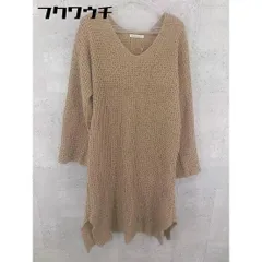 ◇ continuer de NICE CLAUP 長袖 膝丈 ニット ワンピース ベージュ系 レディース 【中古】 【1002802157349】