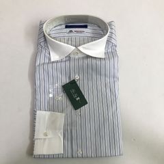 Maker'sShirt 鎌倉シャツ　長袖シャツ　グレー　ストライプ　38-81