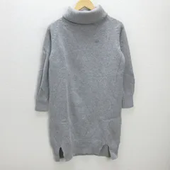 H■ラコステ/LACOSTE 銀ワニ タートルネック 長袖ニットワンピース【36】灰色/LADIES■【中古】