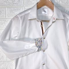ポールスミス　ホワイト　マルチカラー　ストライプ　花柄　長袖シャツ